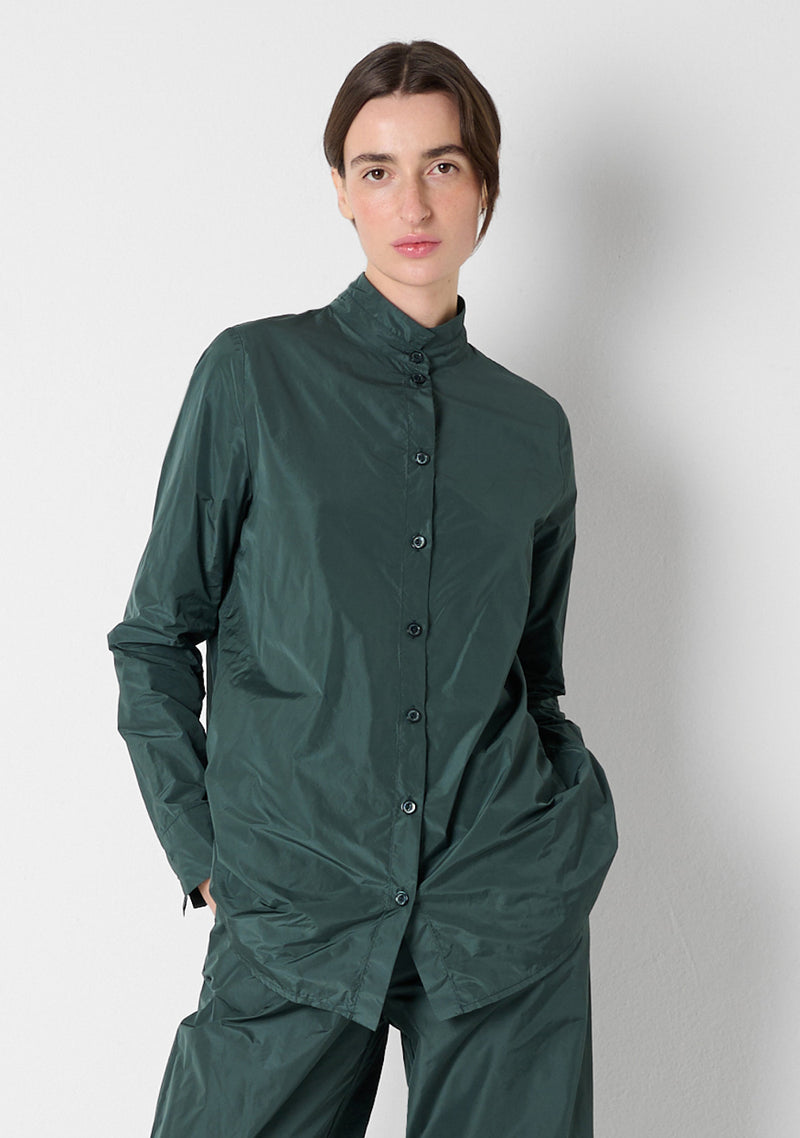 Stand-up Collar Shirt, petrolio