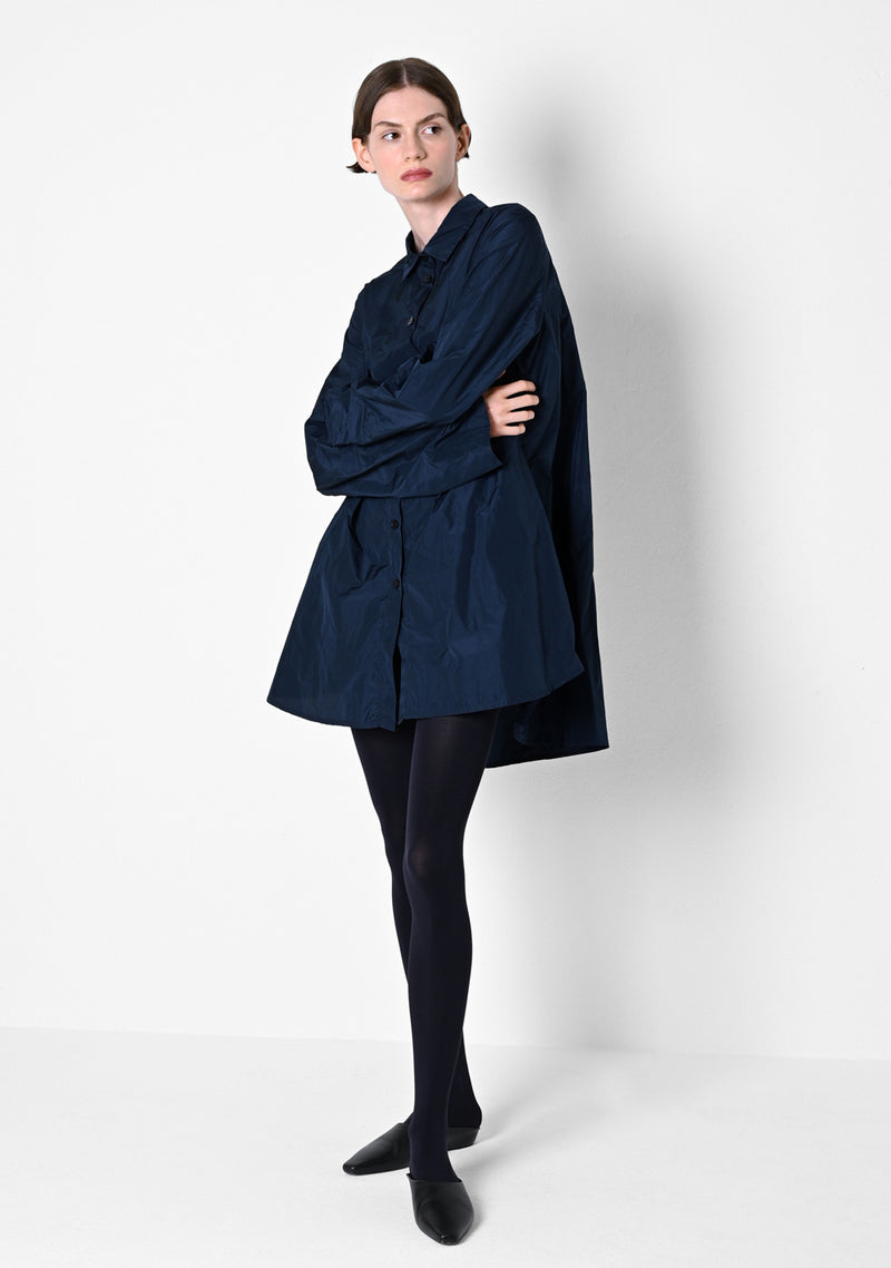 Oversizehemd, Taffetas, marine