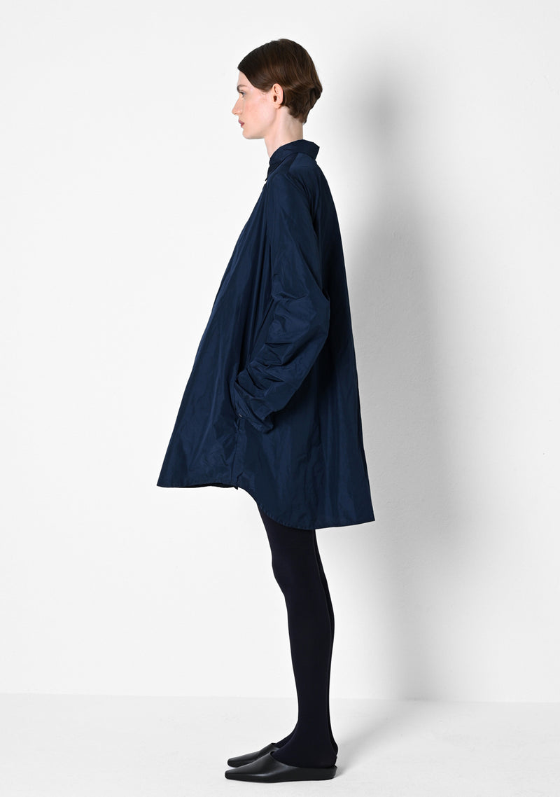 Oversizehemd, Taffetas, marine