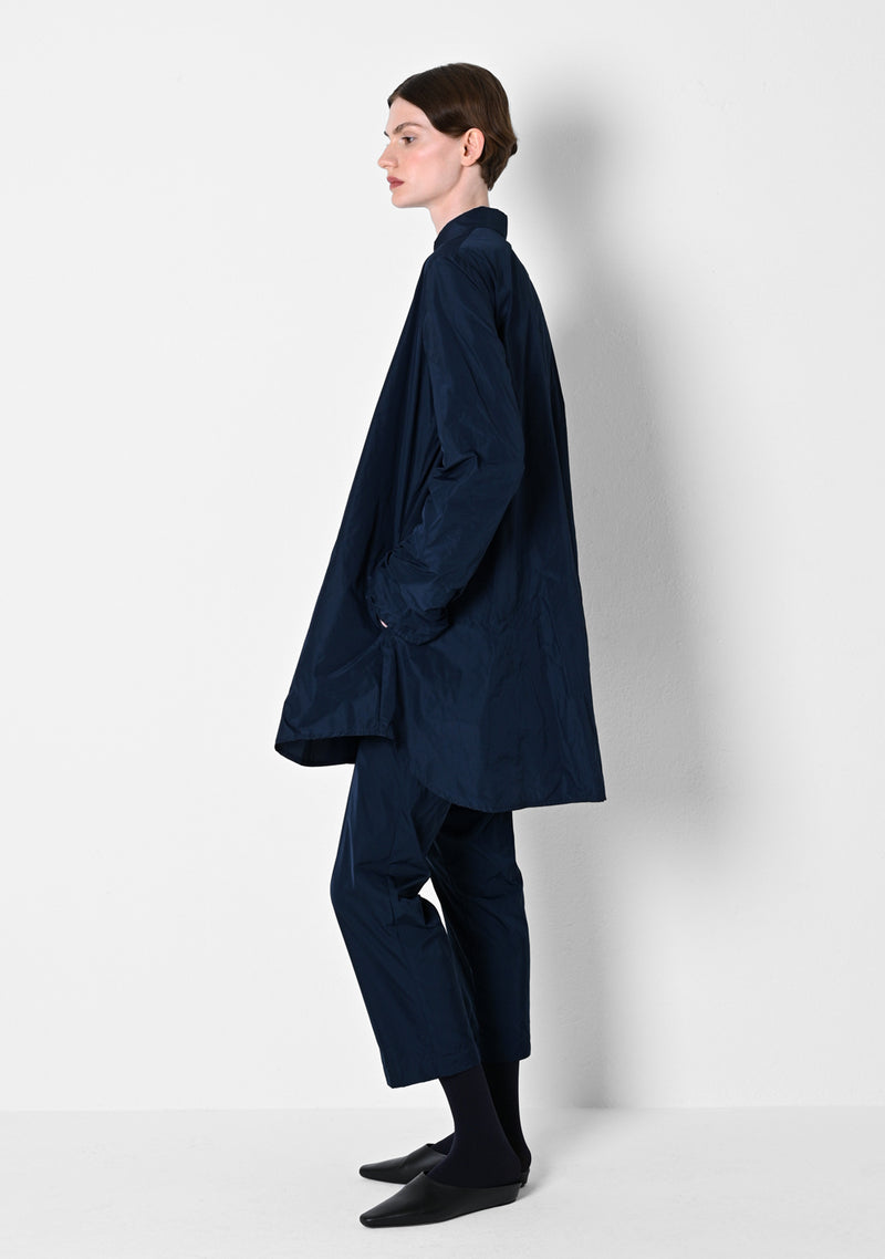 Oversizehemd, Taffetas, marine