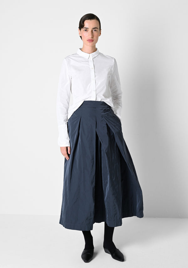 Pleats Skirt long, heavy Taffetas, titanium
