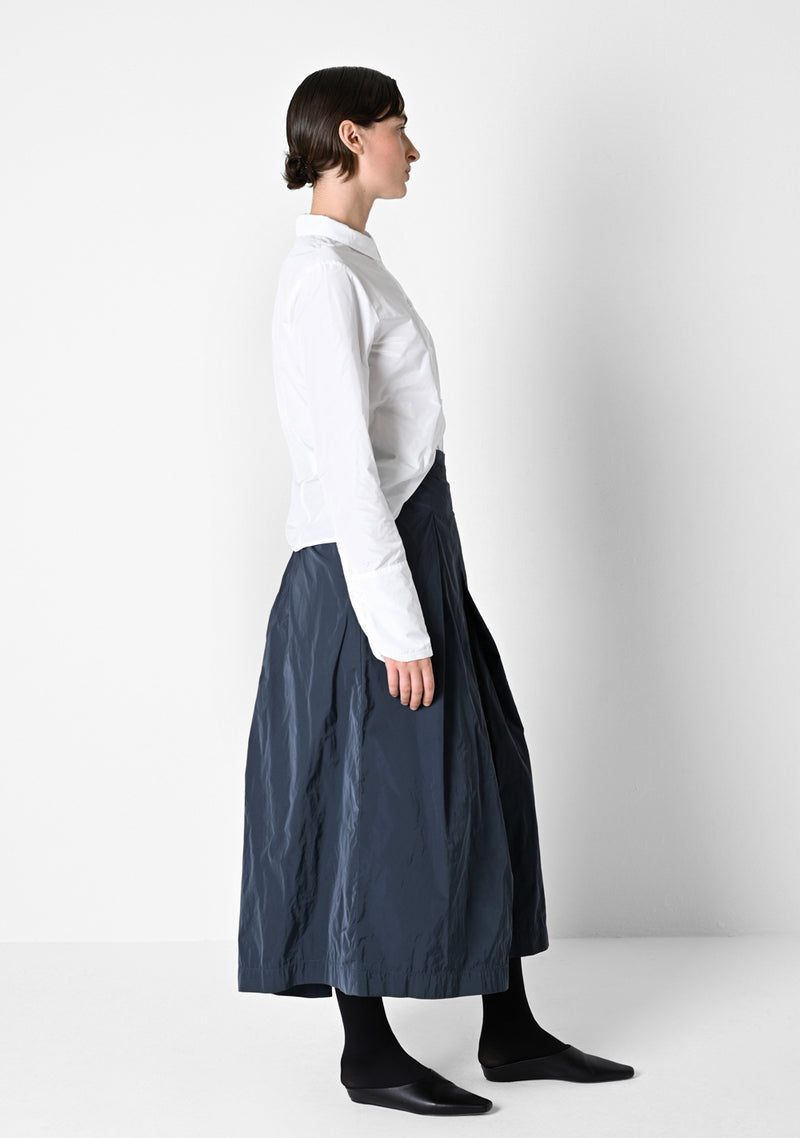 Pleats Skirt long, heavy Taffetas, titanium