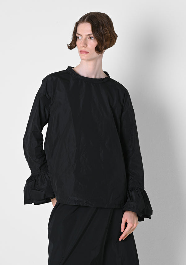 Ruffle Shirt, Taffetas, black