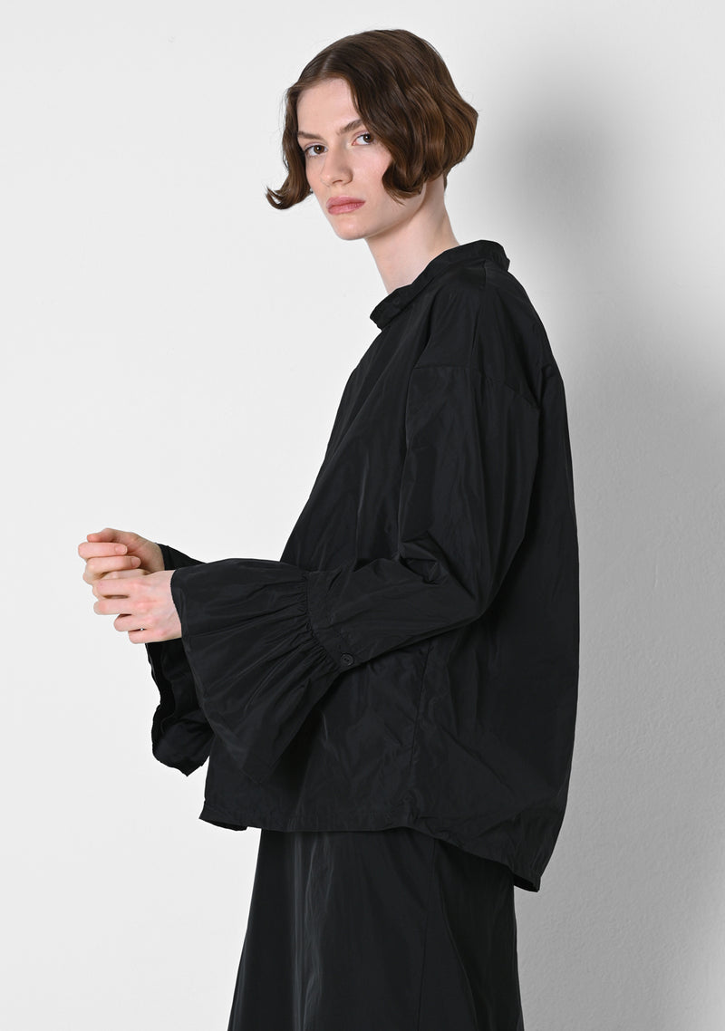 Ruffle Shirt, Taffetas, black
