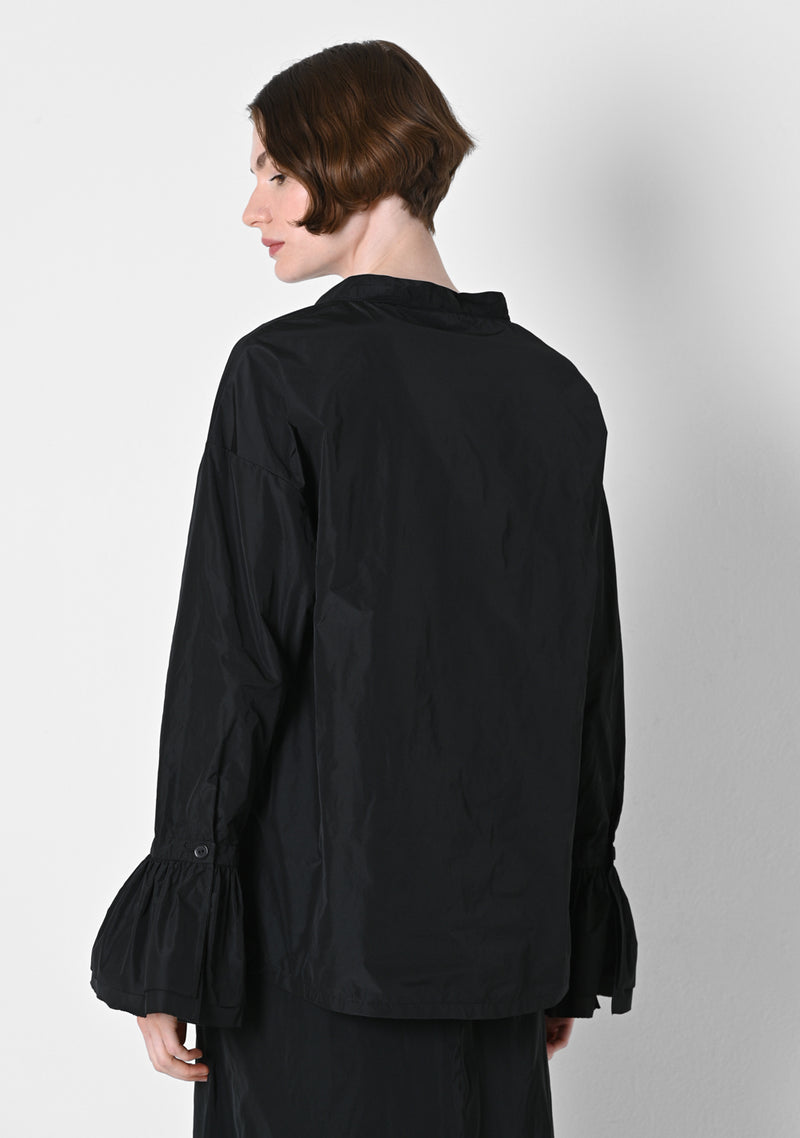 Ruffle Shirt, Taffetas, black