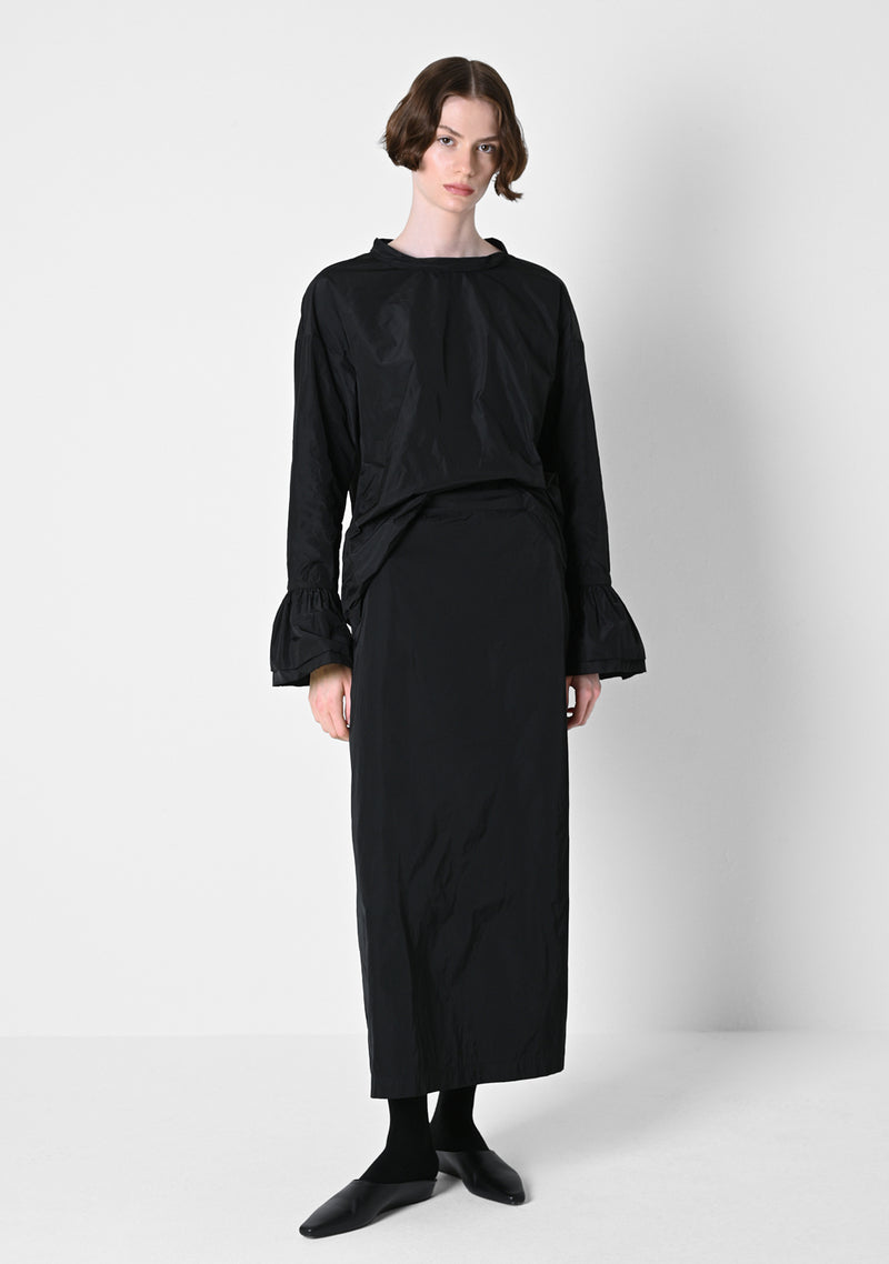 Ruffle Shirt, Taffetas, black