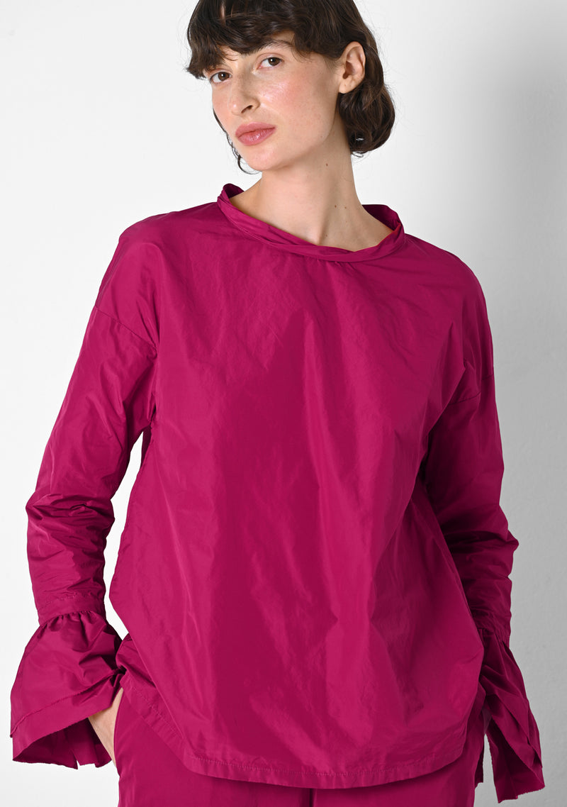 Ruffle Shirt, Taffetas, cranberry