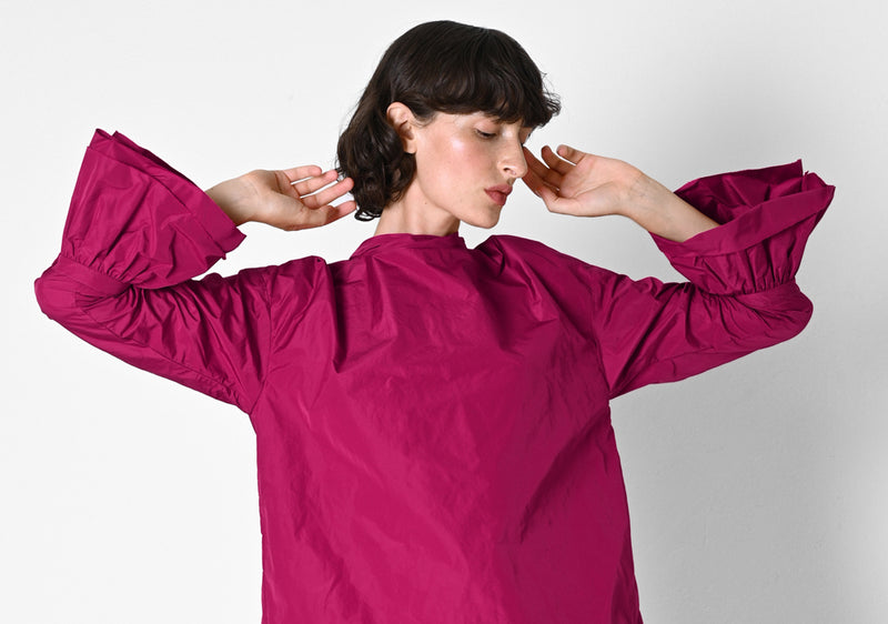 Ruffle Shirt, Taffetas, cranberry