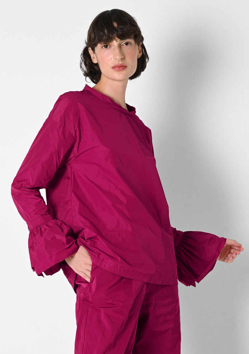 Ruffle Shirt, Taffetas, cranberry