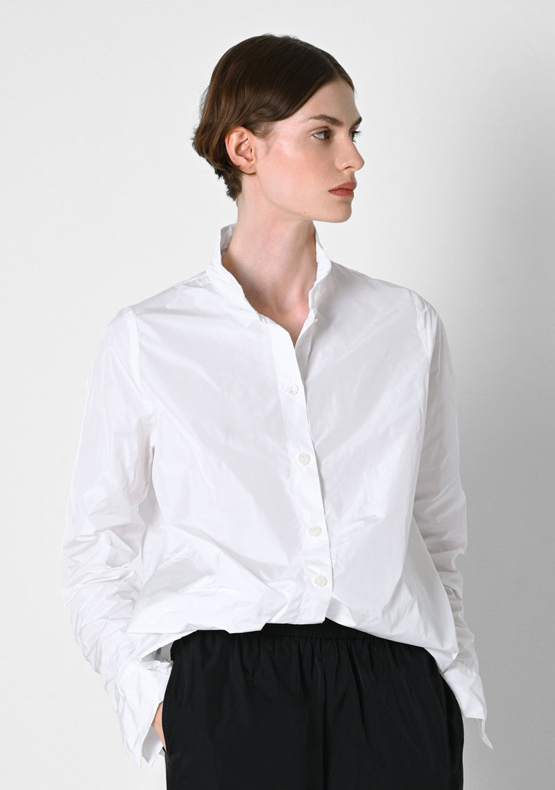 Stehkragenhemd, Taffetas, white