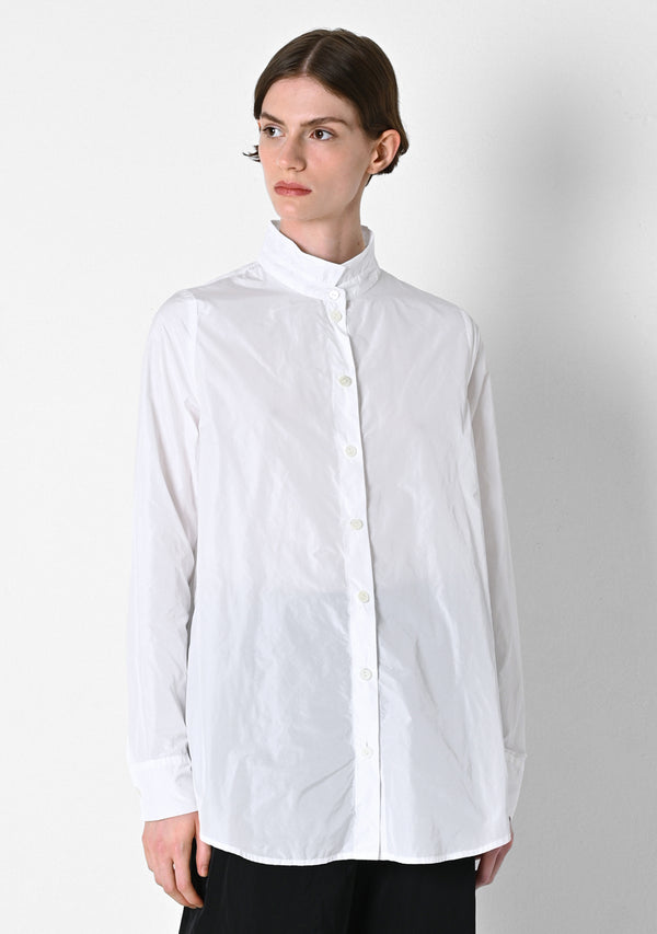 Stehkragenhemd, Taffetas, white