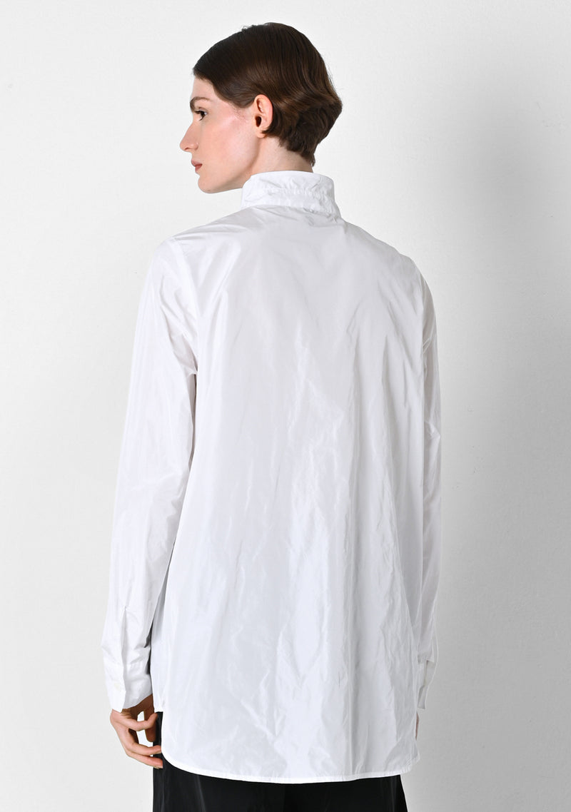 Stehkragenhemd, Taffetas, white