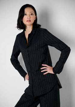 Blouse Classic, heavy Taffetas, Stripes, black