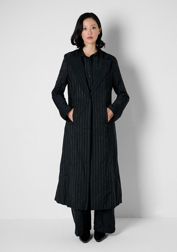 Coat, heavy Taffetas, Stripes, black