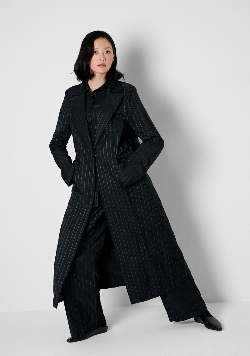 Coat, heavy Taffetas, Stripes, black