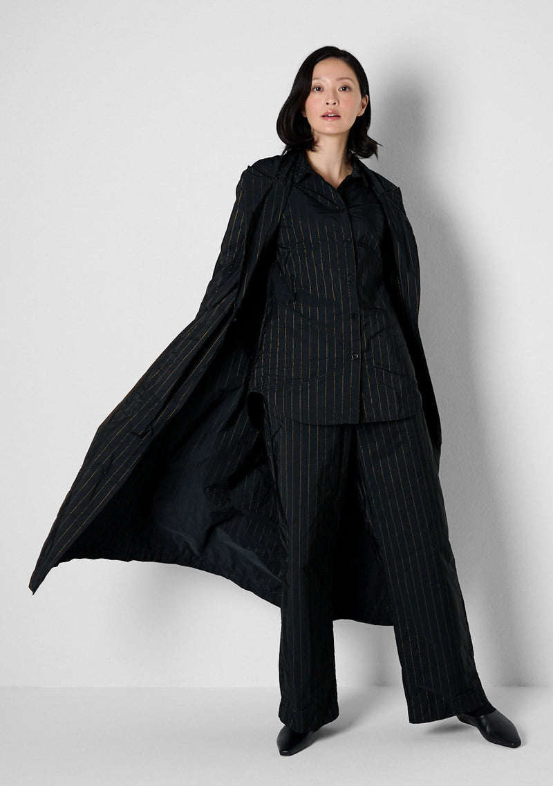 Coat, heavy Taffetas, Stripes, black