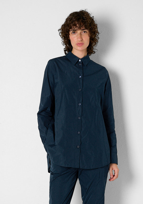 Wide-Cut Shirt, Taffetas, marine